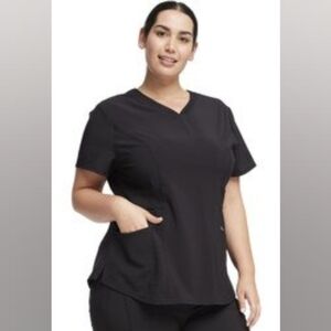 Infinity Cherokee Women Black Nurse Scrubs Top Mock Wrap 2625A